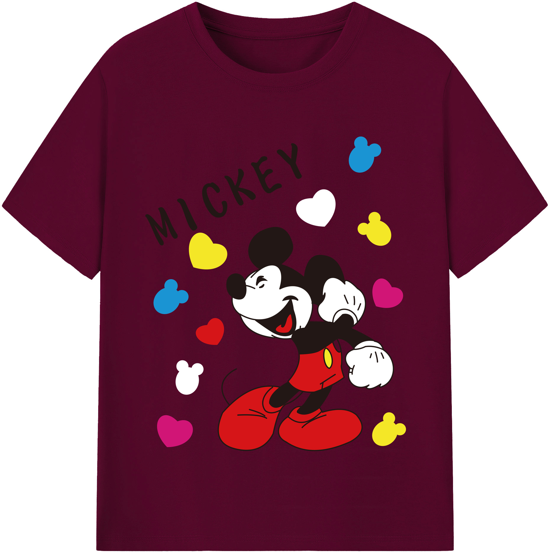 （画像用） ミッキーマウス Mickey Mouse レディースカジュアルプリントTシャツ（綿100％）